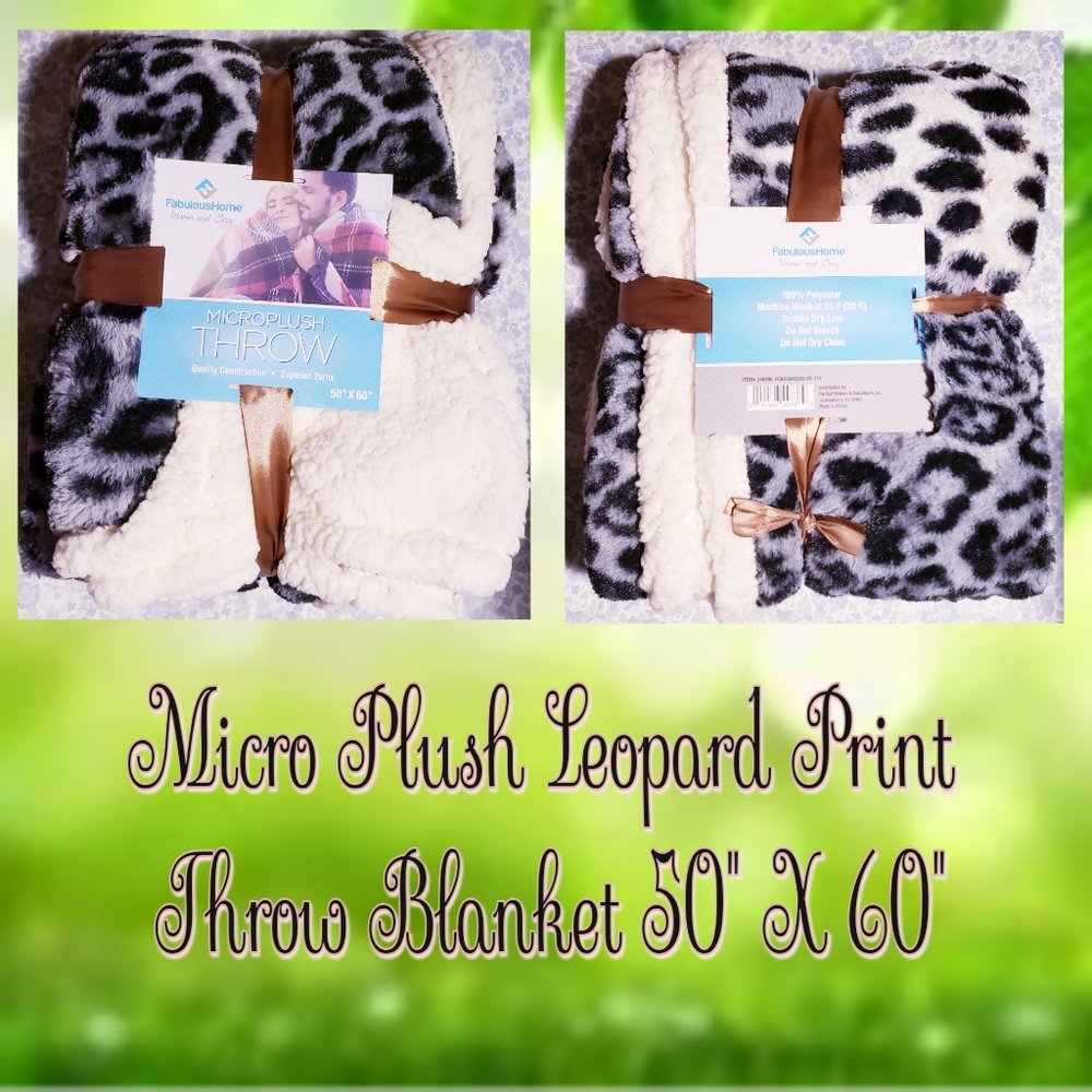 Micro Plush Leopard Print Throw NWT